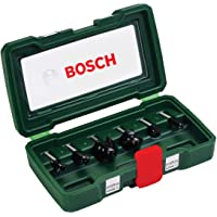Bosch Set de 6 fresas de metal duro (para madera- vástago de 8 mm- accesorios para fresadora)